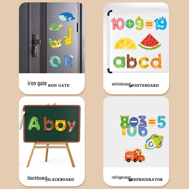 Magnetic Alphabet & Animal Puzzle Board with Numbers and Vehicles for Kids