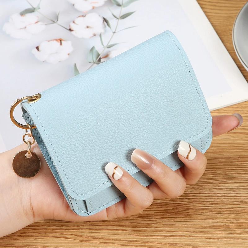 Nová dámská peněženka v korejském stylu, jednobarevná jednoduchá peněženka na mince, přenosná taška na kreditní karty