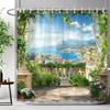 Mediterraner Wald Wasserfall Naturlandschaft Duschvorhang Polyesterstoff Waschbar Badvorhang Badezimmer Dekoration Mit Haken