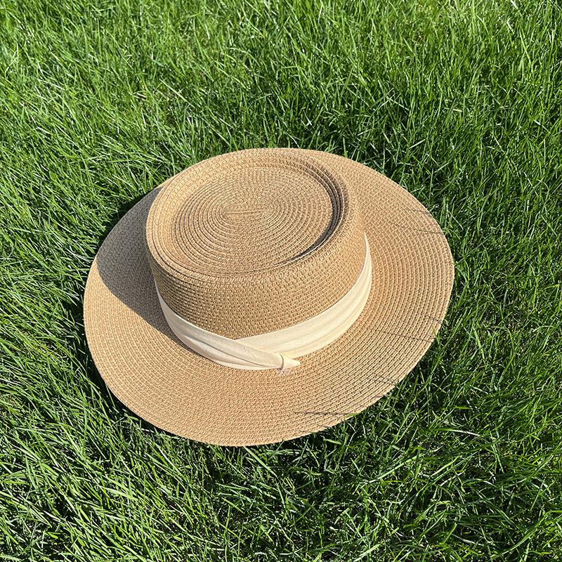 

Французская шляпа с плоской тульей, женская широкополая шляпа, соломенная плетеная шляпа, летняя пляжная шляпа для садоводства от солнца, шляпа для бассейна, кемпинга, соломенная шляпа