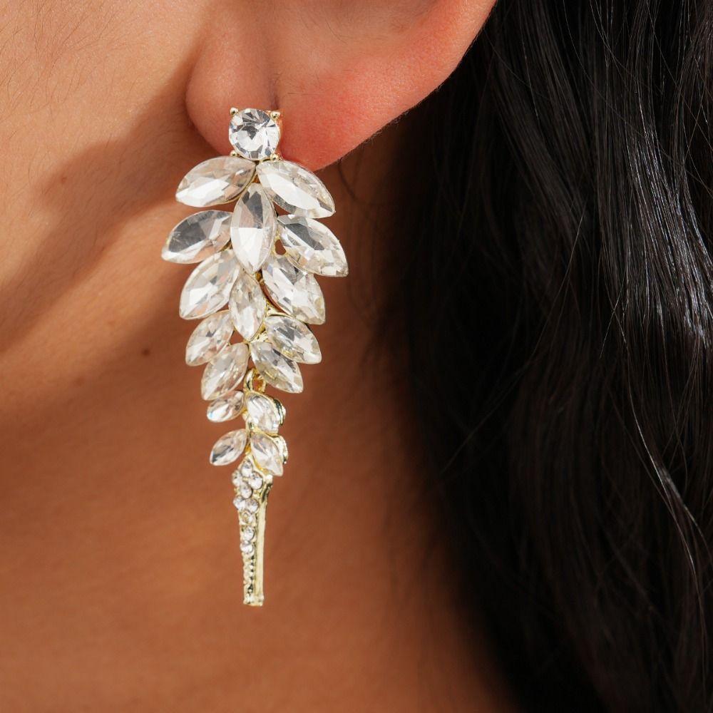 Silver Needle Stud Earrings Round Rice Bead Dangle Earrings Court Style Tassel Earrings  Wedding