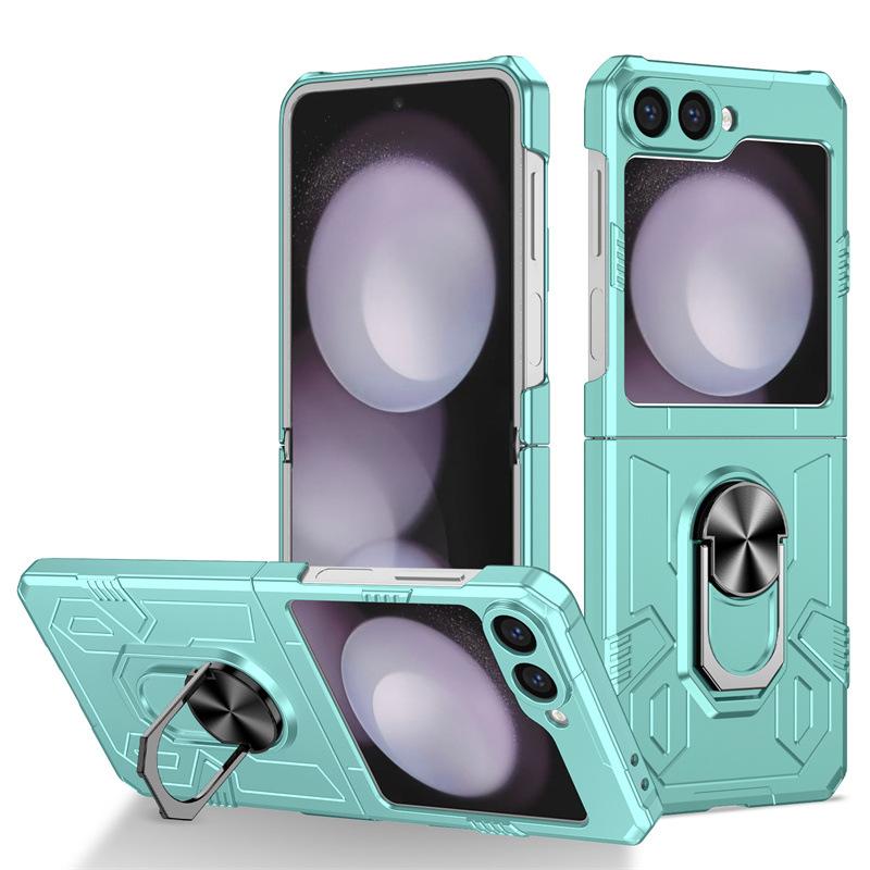 For Samsung Z FliP7 Folding Phone Case Mecha Ring Holder Galaxy Z FliP6 Case