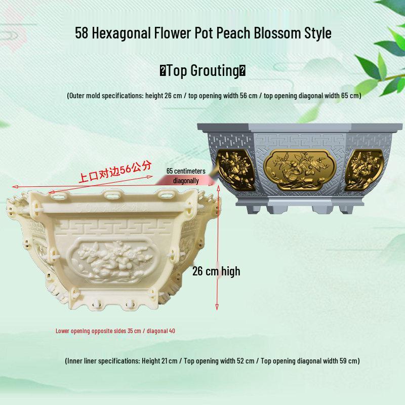 High-Leg Cement Flower Pot Mold - Six-Sided, Thick Plastic for Balcony Bonsai