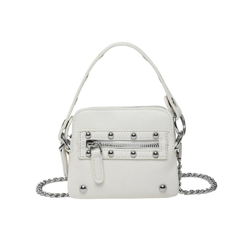 Fashion Solid Color Rivet Decoration Women Casual Mini Shoulder Chain Bag For Casual Outings