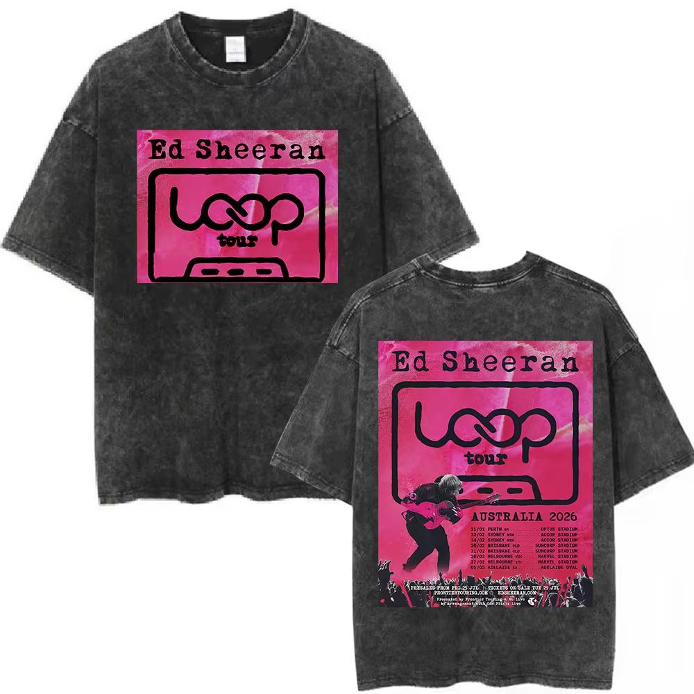 Ed Sheeran Loop Tour Australia and New Zealand Tour Merch Washed T Shirts Fans Gifts Men Women Fashion Cotton Cozy Tshirts