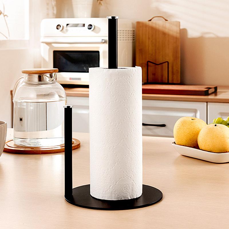 Paper Towel Holder, Black Perforation-Free Paper Towel Holder For Kitchen Bathroom, Paper Roll Holder