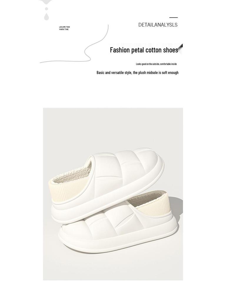 Men's and Women's Waterproof Cotton Slippers: 2024 Autumn/Winter Non-Slip Wrap-Heel, Plus Velvet for Indoor Warmth.