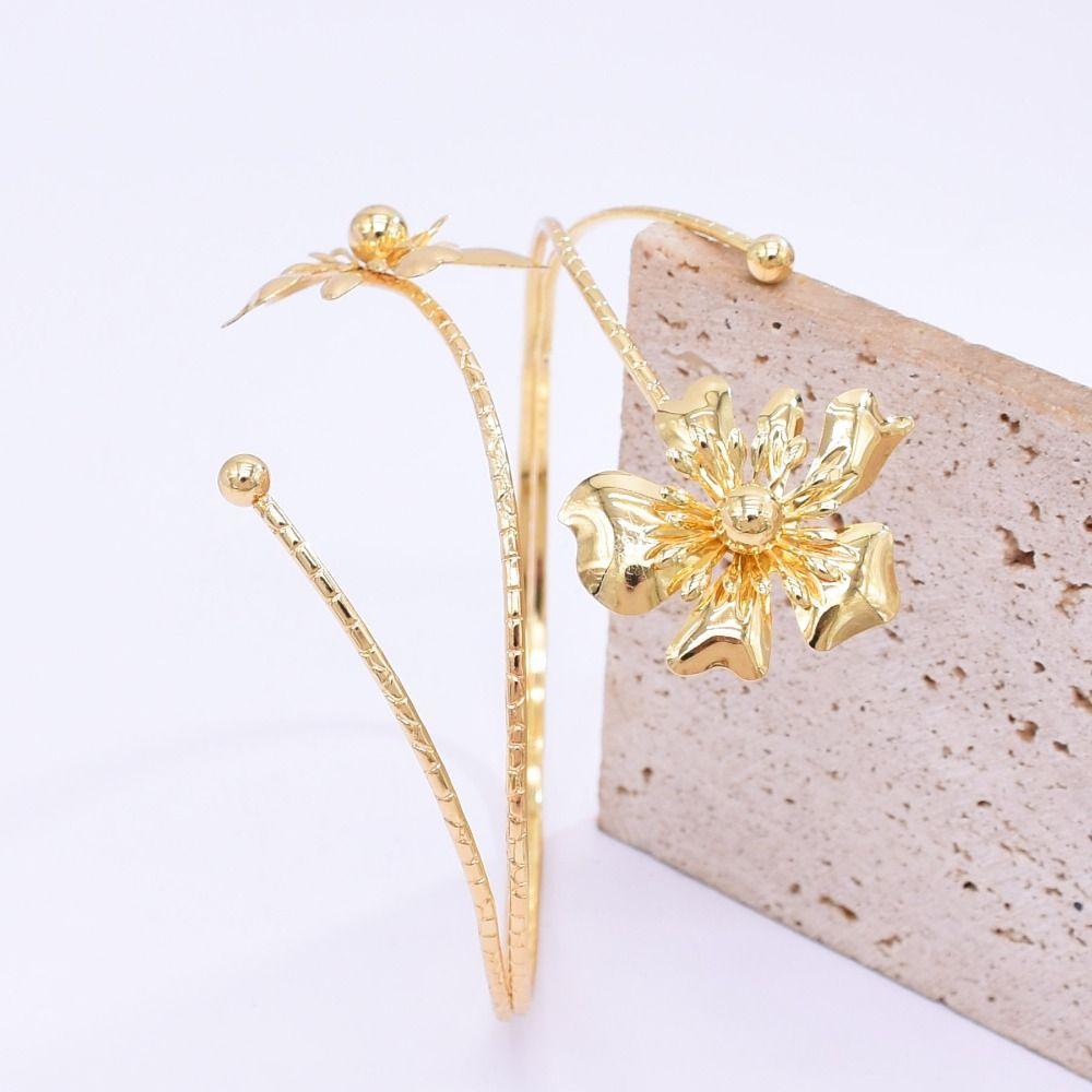 Floral Open Arm Bangle Hollow Out Arm Ring Elegant Gold Jewelry  Arm Accessories