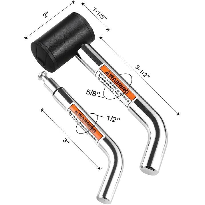 CZC AUTO Hitch Receiver Pin Lock, Right Angle 1/2" And 5/8" Dual P For Class I II III IV 1-1/4" 2" And 2-1/2" Receiver, Compatible With Bike Rack