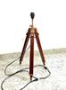 Copper Antiqued Nautical Wooden Adjustable Tripod Shade Lamp Stand Bedroom & Office Conner Décor