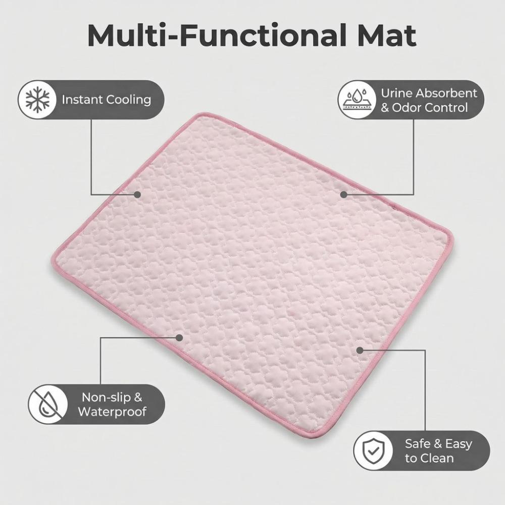 Dog Cooling Pad for Cats Rabbits Medium Large Dog Inner Curved Cool Fiber Pad Anti Slip Washable Outdoor Beds for Pets in Summer