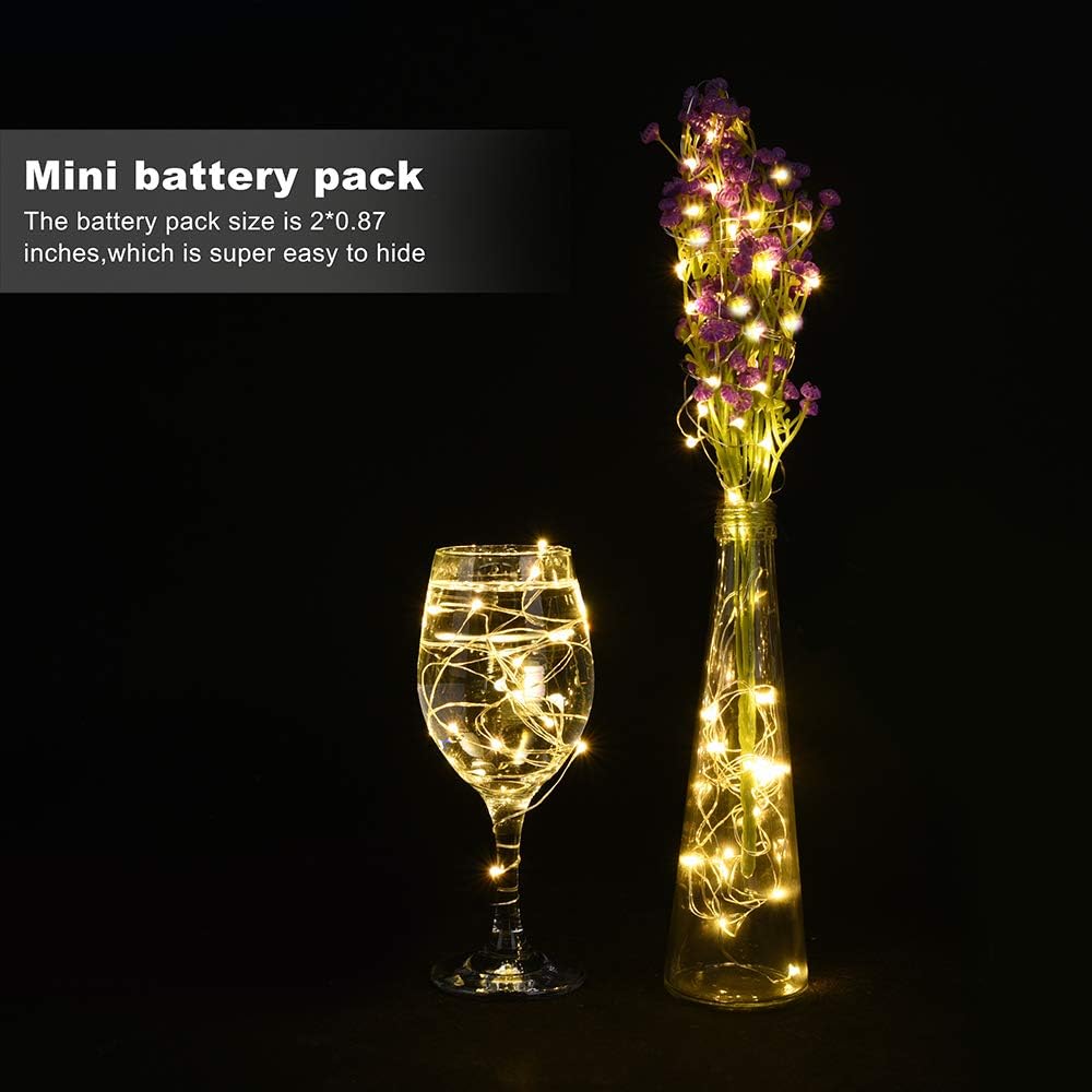 24 Pack Mini Fairy Lights Battery Operated - Long Lasting CR2032 Battery, 6.6ft 20 LED Warm White String Lights for Wedding Centerpieces, Crafts,
