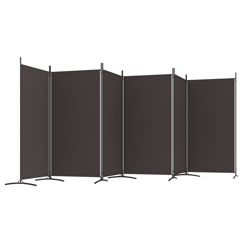 Vidaxl Parawan 6-Panelowy, Brązowy, 520X180 Cm, Tkanina