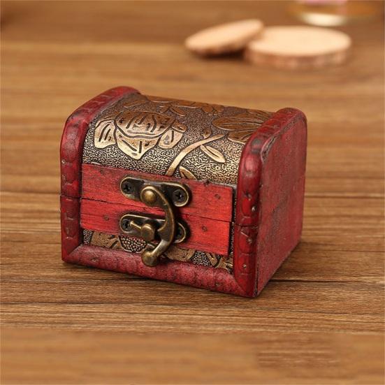 Scatola di Legno Stile Vintage Floreale Artigianato Tocco di Vecchio Ricordo Contenitore per Gioielli Scatola del Tesoro in Legno per Collezione
