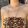 Copper Heart Crystal Necklace Gold Women Long Necklace Creative Retro Clavicle Chain  Women