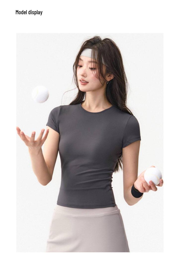 Korean Style Round Neck Short Sleeve Yoga Top - Skin-Friendly & Versatile for Spring/Summer
