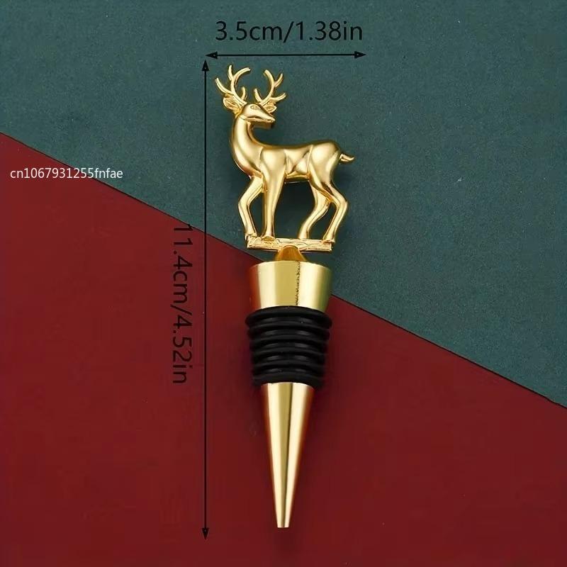 1pc Elk Wine Stopper Expanding Beverage Bottle Stopper Preservation Red Wine Cork Metal Bottle Champagne Stopper Christmas Tree
