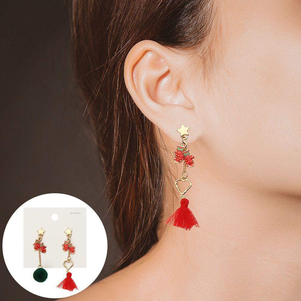 

New Hairball Metal Cartoon Christmas Silver Needle Series Earrings Pendant