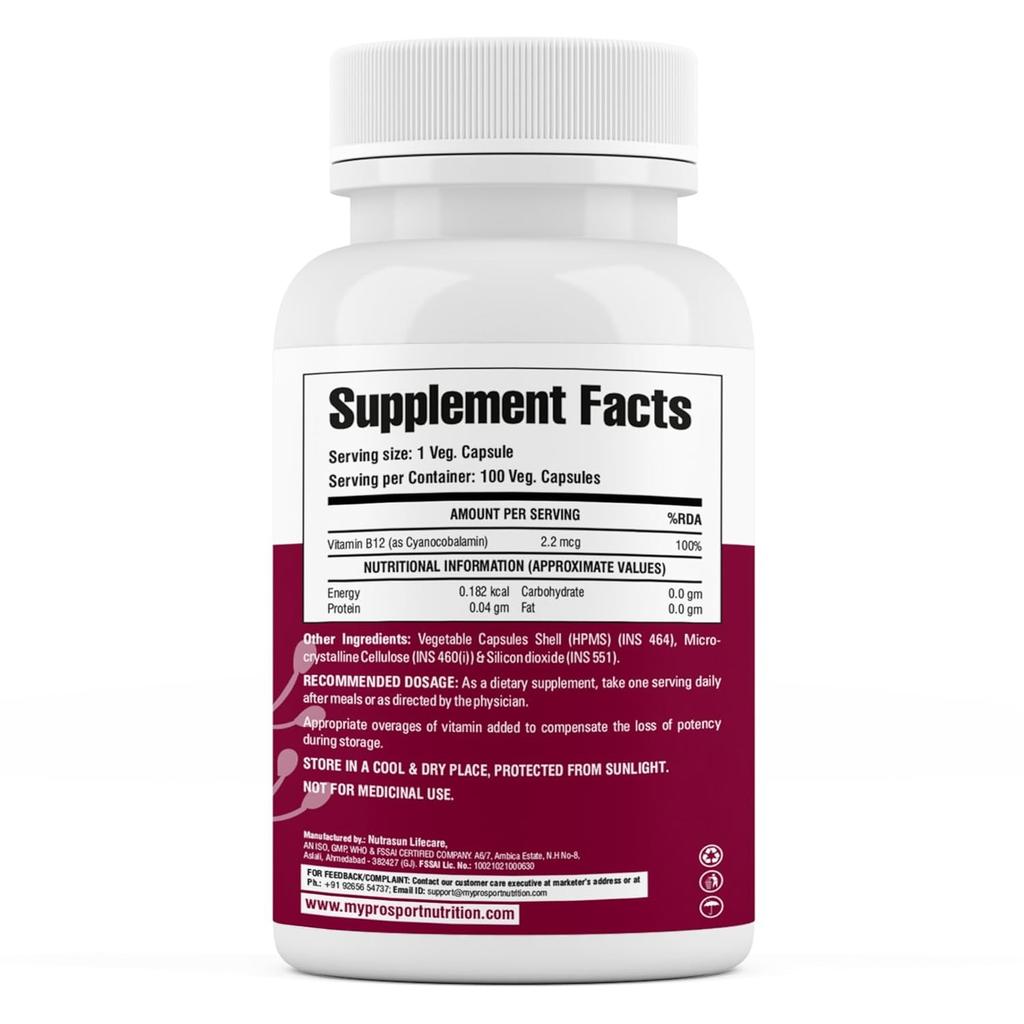 Vitamin B12 (100 Cap), Vitamin B-12, Mypro Sport Nutrition