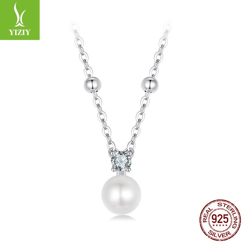 S925 Sterling Silver Necklace, Freshwater Pearl Moissanite Collarbone Chain, Send Girlfriend Autumn And Winter Light Luxury High Sense