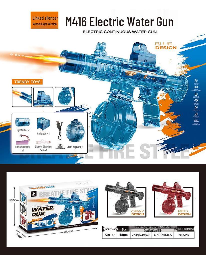 Electric Water Gun MP45: Self-Priming, Rechargeable, Large Capacity Outdoor Toy for Boys and Girls