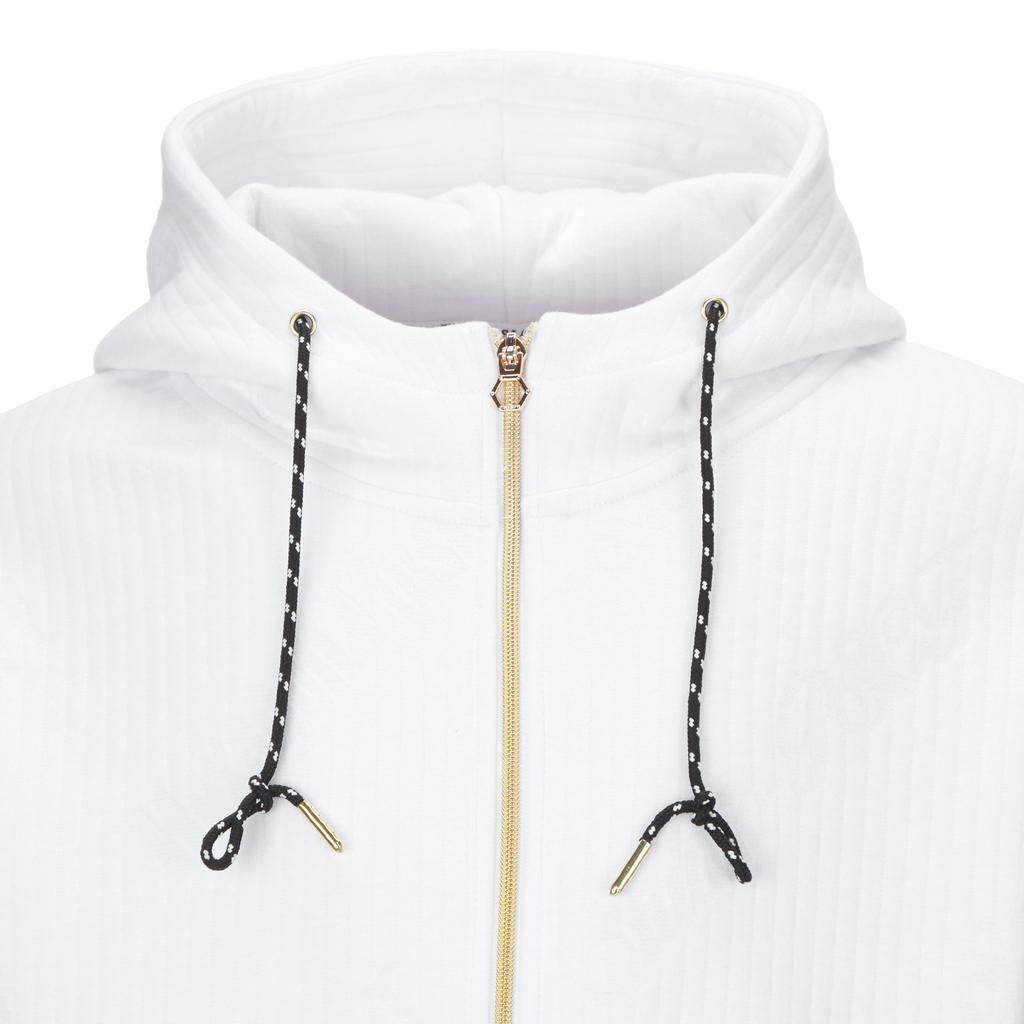 Persiancat Golf Logo Jacquard Jersey Zip-Up Hoodie White