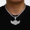 New Creative Full Diamond Wings Alloy Pendant, European and American Trendy Necklace, Hip Hop Cuban Chain Necklace