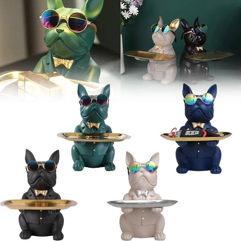 Creative Bulldog Dog Resin Decorative Piece For Key Storage And Candy Display