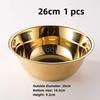 Round Stainless Steel Thick Basin Tureen Kitchen Bath Household Vegetable Wash Gold Golden Mixing Bowl Mixed Salad Big Soup Bowl