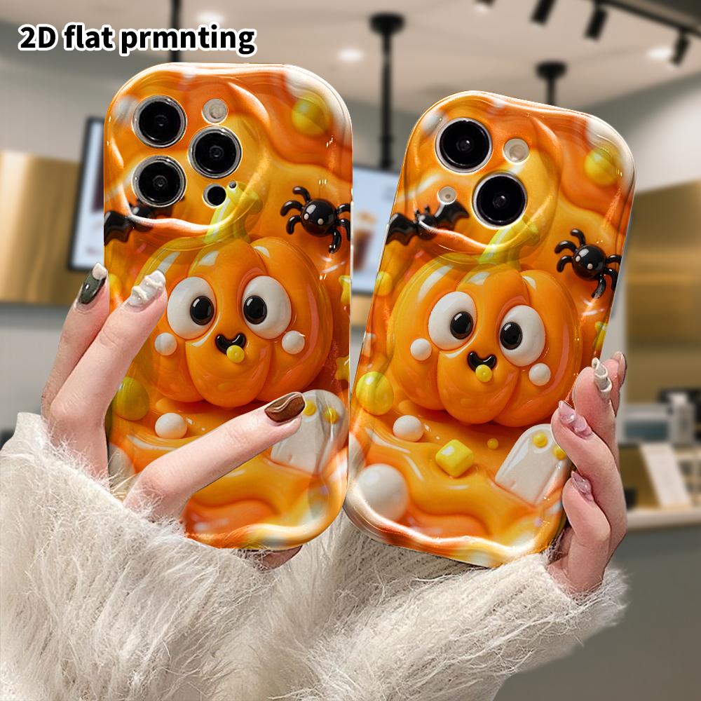 Phone case: 2D flat design, fits iPhone 18 17 16 15 14 13 Pro, pumpkin design, perfect Christmas and Halloween holiday gift