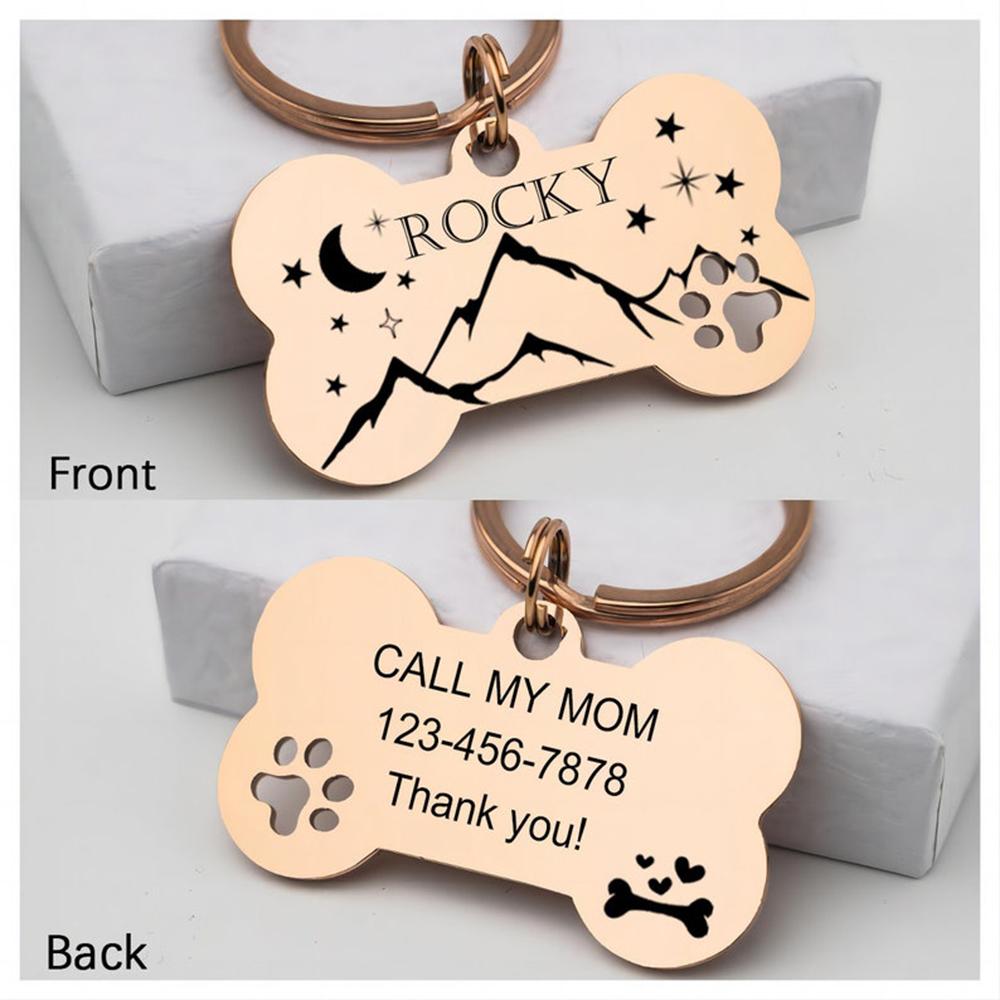 Personalized Customized Cute Pet Name Tag Stainless Steel Pet Cat And Dog Name Card Pet Collar Pendant Name Tag