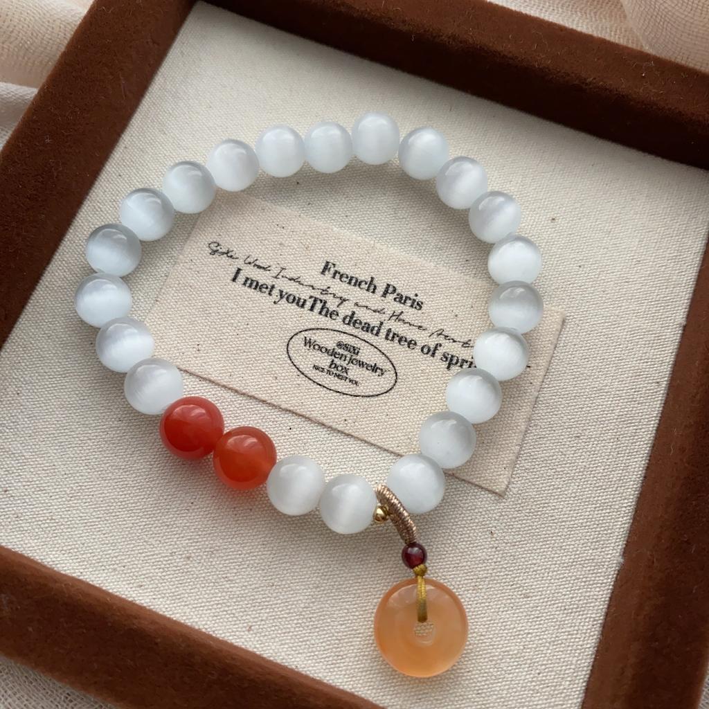 Bracelet Agate Rouge Nanhong, Bracelet Design de Niche, Style National Métaphysique, Fermoir de Sécurité Gourde, Tempérament Élégant, Bracelet, Femmes