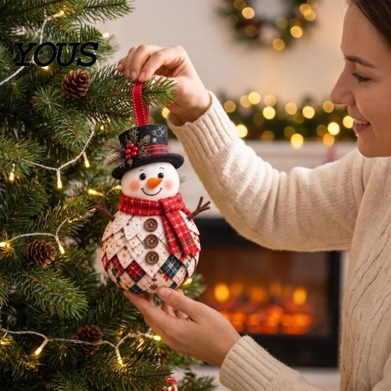 Handcrafted Holiday Display Items DIY Patchwork Ornament Kit for Christmas Decoration, Decorative Fabric Party Materials Craft Set with Traditional