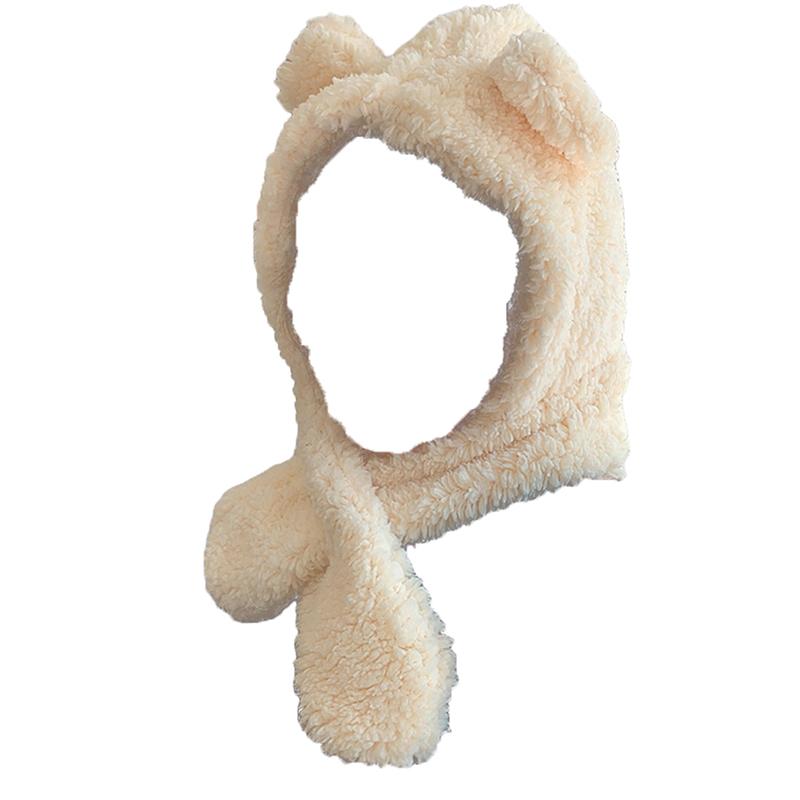 1 Stück Niedliche Bärenohren Mütze Schal Handschuhe 3-in-1 Winter Warm Strickmütze Damen Winddicht Plüschmütze Schal