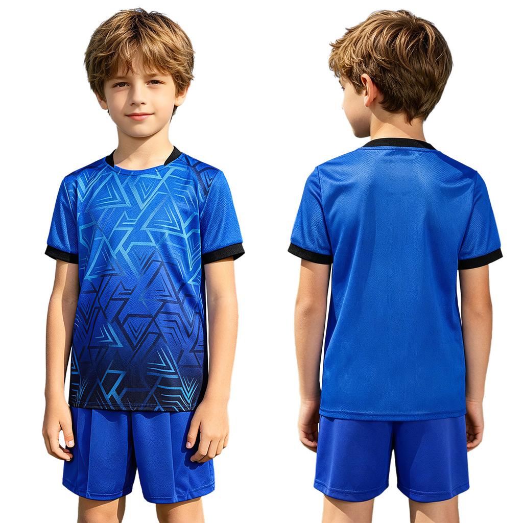 Sportanzug für Kinder und Jungen, Fußball-Outfits, stilvolles bedrucktes Kurzarm-T-Shirt mit Shorts, 2-teiliges Activewear-Set, Basketball-Lauf-Trainingsanzug-Outfit