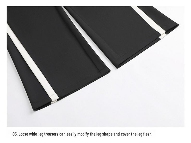 Women's Summer Contrast Wide-Leg Sweatpants - New 2025 Style, Small Size