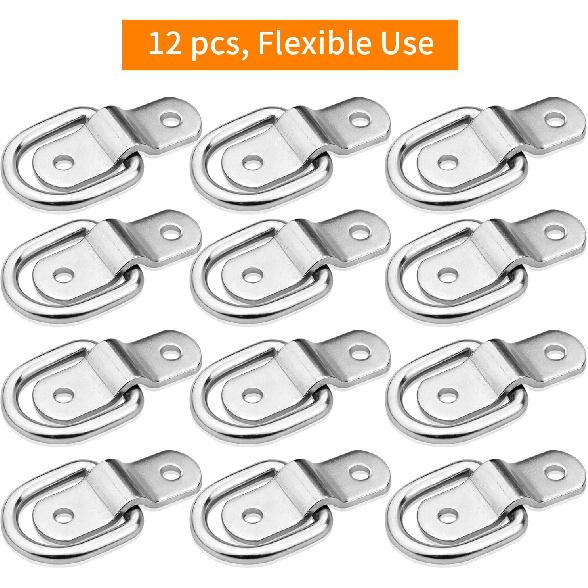 D-Ring Tie Downs Anchor1/4” Heavy Duty Surface Floor Mount Lashing Rings 2400 Lbs Cargo Trailers Load-Bearing Hangers Bracket (Pack Of 12)