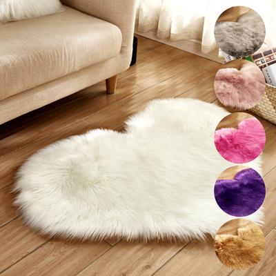 Soft Durable Heart Shape Soft Plush Fluffy Rug Anti-Slip Carpet Floor Mat Home Bedroom Decor