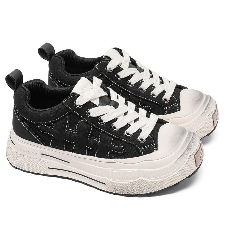 58129 Ensemble Series Plum Blossom Board Shoes Guochao Niche Design Thick-soled Heightening Canvas Shoes for Men and Women Couples