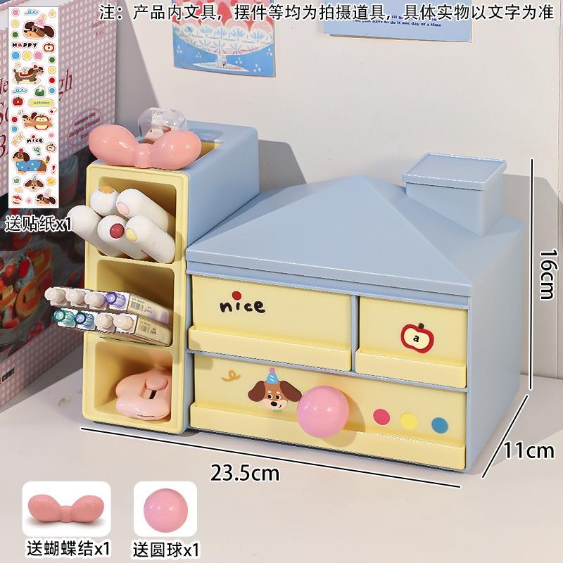 Aesthetic Multifunctional Divided Drawer Desktop Pen Holder Storage Organizer For Girls