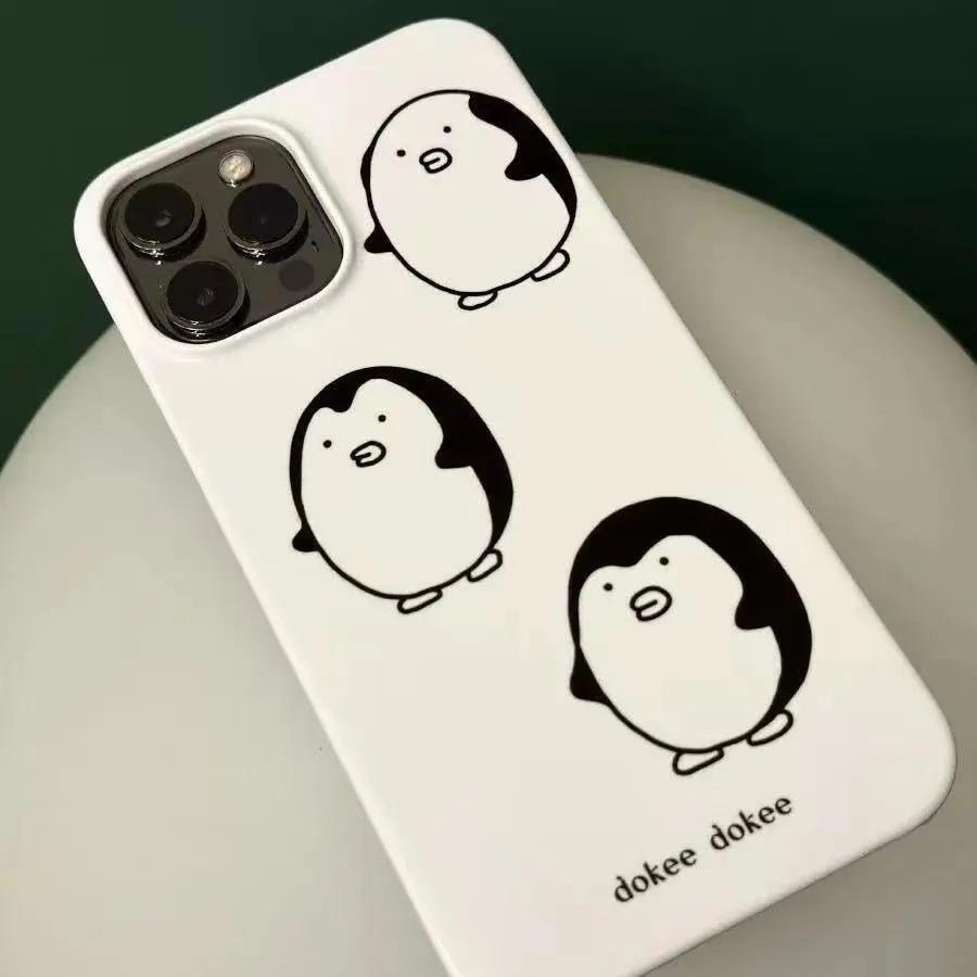 

Cute Penguin Cartoon Bald Head Phone Case for iPhone 17 16 15 14 13 12 11 Pro Max X XS XR XSMax 7 8 Plus Air Glossy Film Hard PC iPhone 17 Air