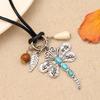 JMXD Minimalist Vintage Necklace with Turquoise Dragonfly Pendant and Shell Charm Trendy Statement Jewelry for Women