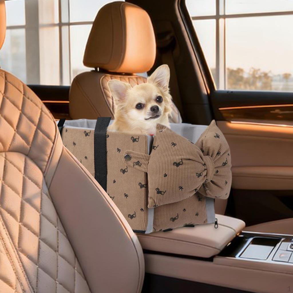 Dog Car Seats Sturdy Handbag Comfortable Removable Washable Pet Booster Seat beige