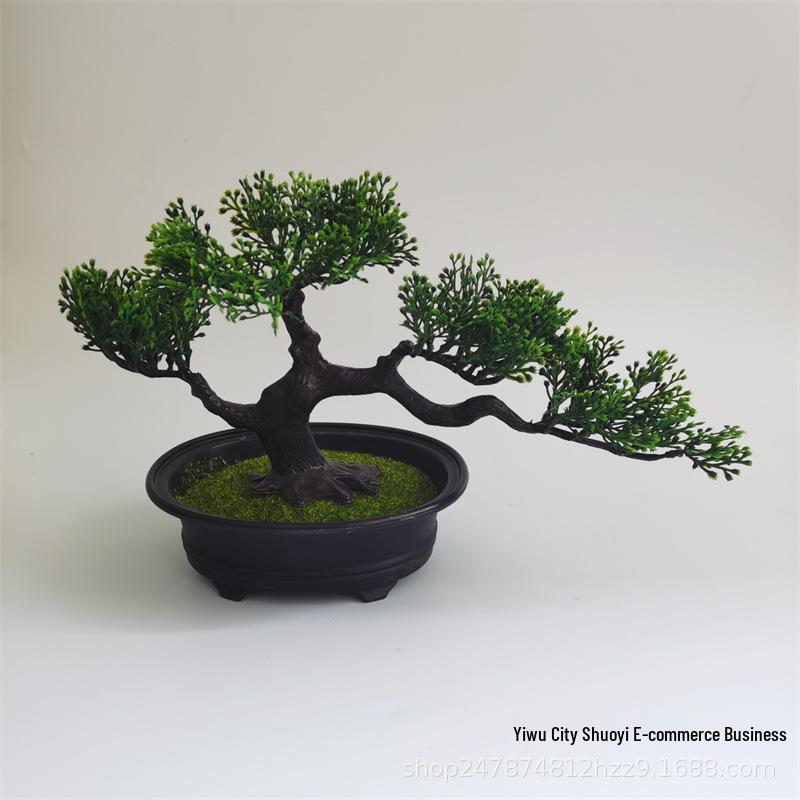 Indoor Welcoming Pine Bonsai: Artificial Potted Plant Decor for Home, Living Room, or Office