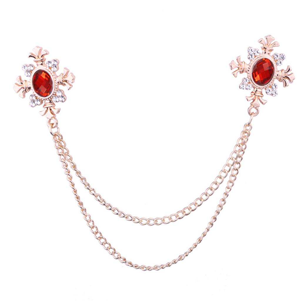 Elegant Tassel Rhinestone Cross Collar Pin For Shirts Fashionable Enthusiasts Suit Shirt Collar Brooch Trendy Jewelry
