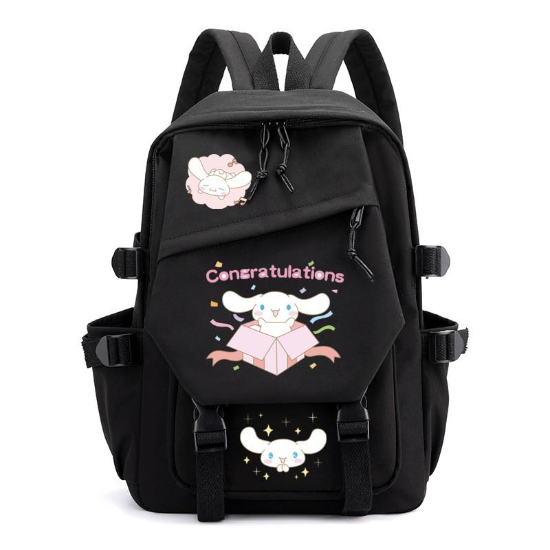 Kawaii Sanrio Cinnamoroll Backpack Girls Japanese Style School Bag With Grid Lightweight Nylon Daypack Students