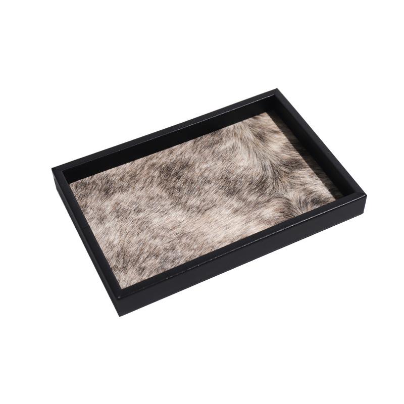 Natural Horsehair Trays Desktop Square Small Storage Tray Simple Home Ornament Plates Luxury Wooden Decoration Storage Plate