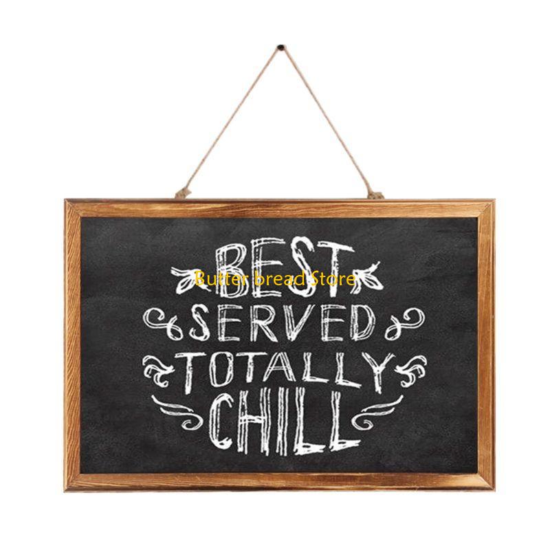 W89C Rectangle Hanging Wooden Message Blackboard Chalkboard Wordpad Sign Kids Board