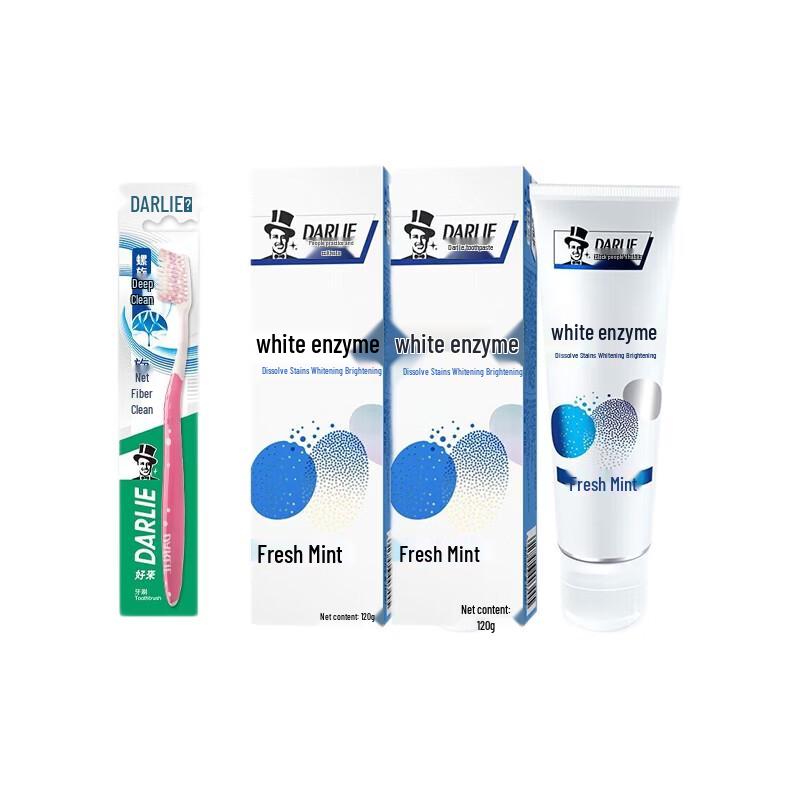 Hawley White Enzyme Fresh Mint Toothpaste & Toothbrush Set