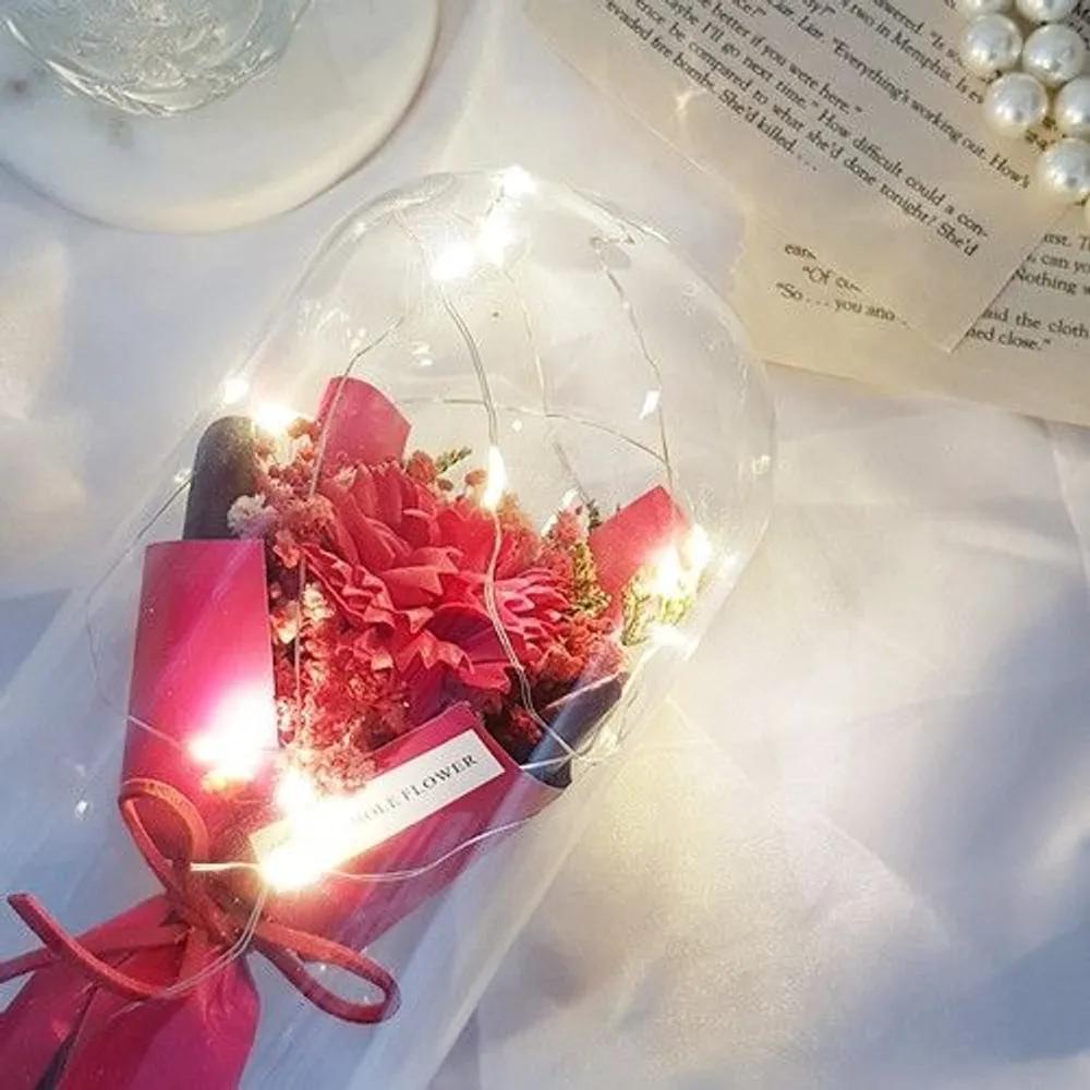 Red Carnation LED Mood Light Bouquet Parents' Day Teachers' Day Gift for Parents Flower Light